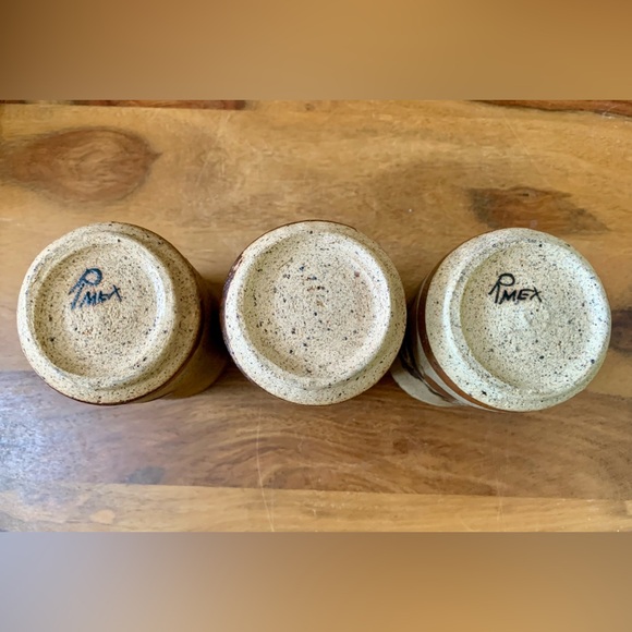 Mexican Collectible Tonala Signed Floral Pottery Cups Tumblers - Picture 4 of 4